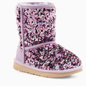 UGG Classic short Stellar Sequin Purple boots size 13 little girl
